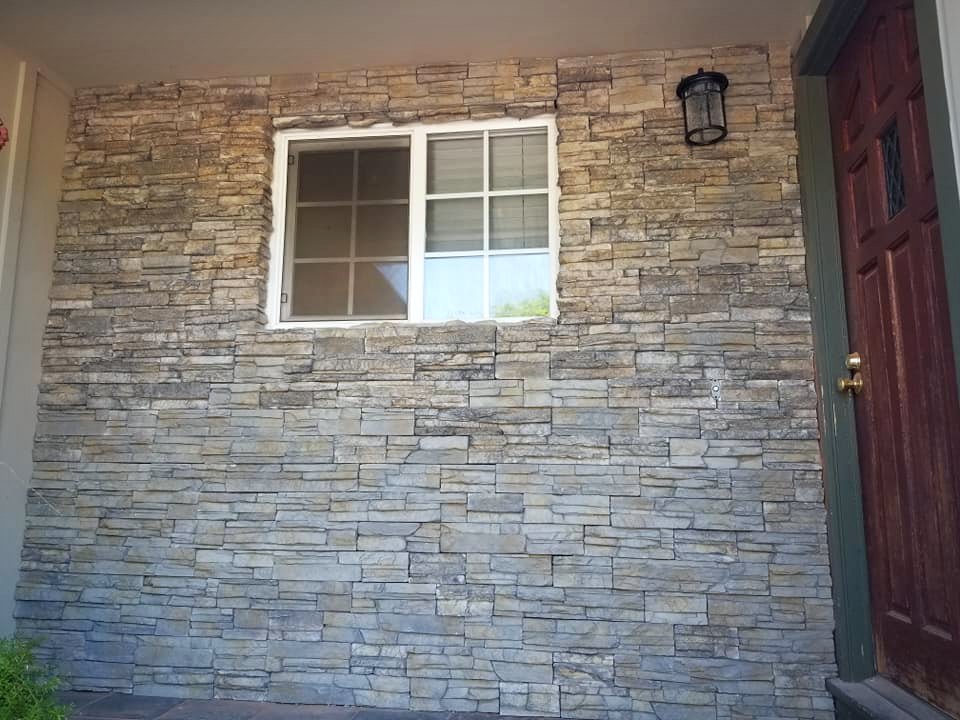 Stacked stone veneer installed on home exterior