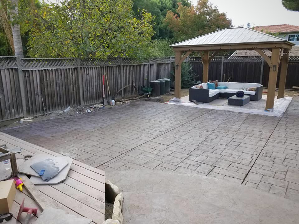 Stamped patio with gazebo